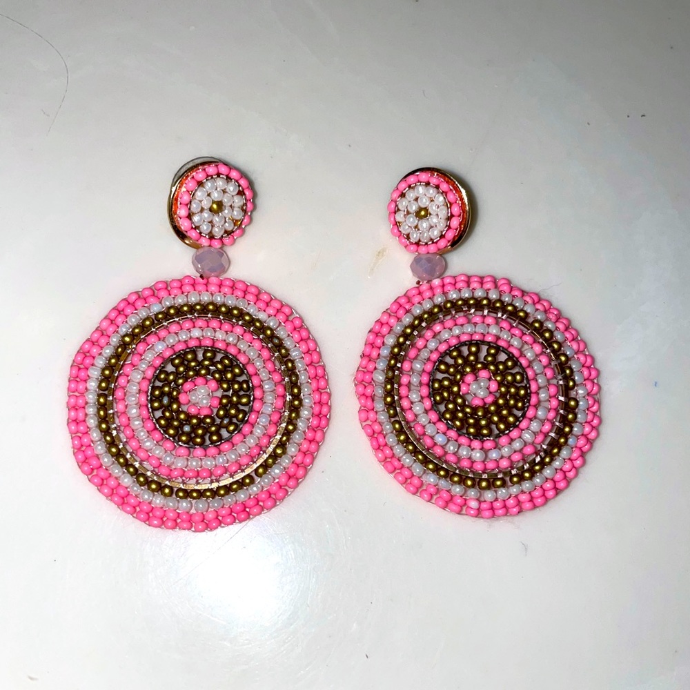 Pink beaded earrings